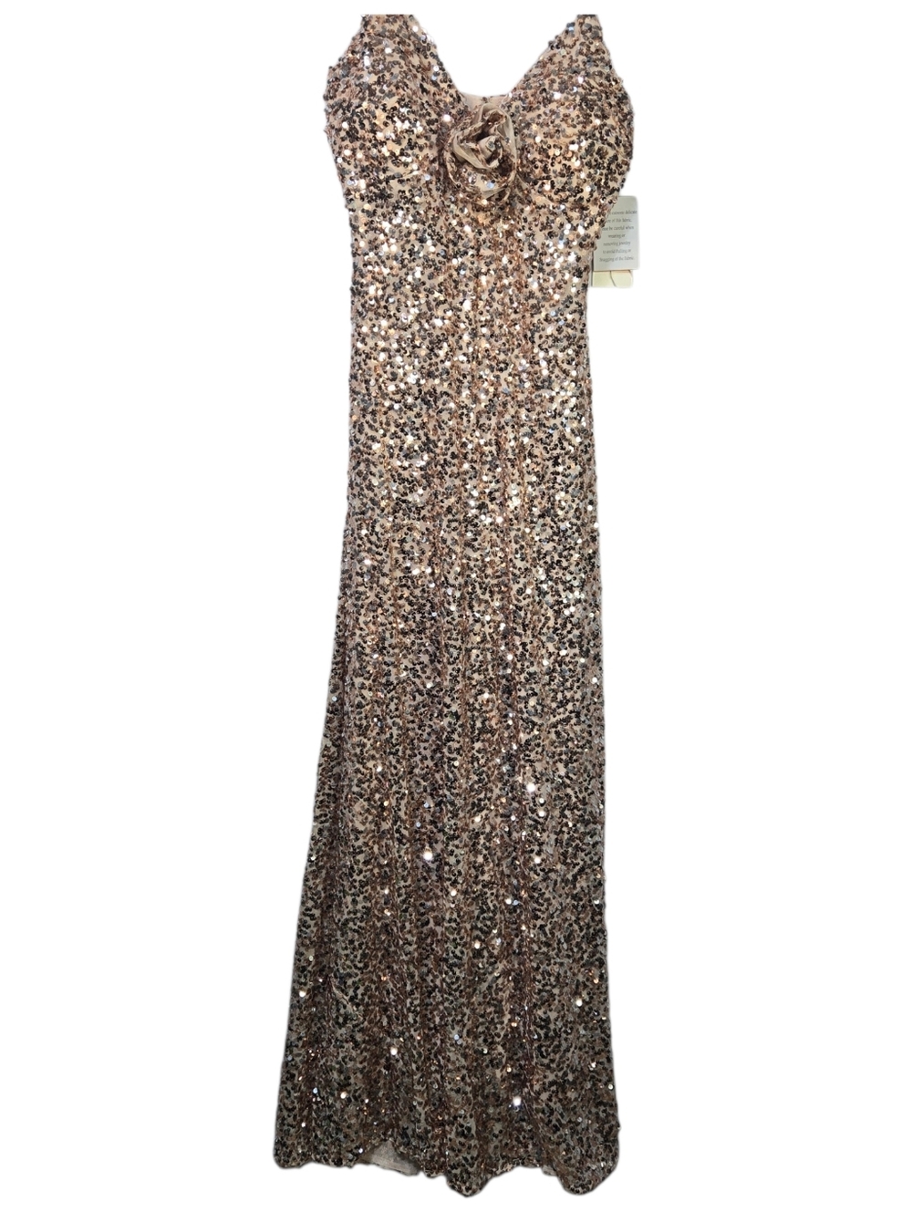 Taylor Size 2 Rose Gold Sequin Formal Strappy Fitted Dress, Rose Detail NWT - Picture 1 of 10